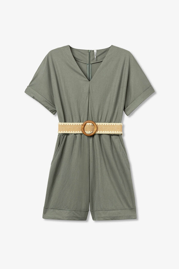 Tiffosi Macac&atilde;o curto com cinto efeito palha verde