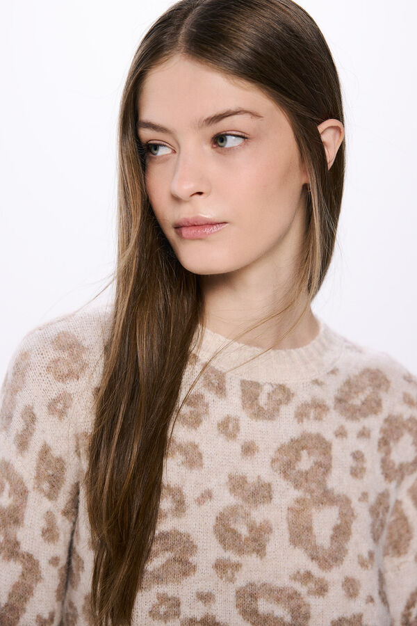 Springfield Suéter de intársia animal bege