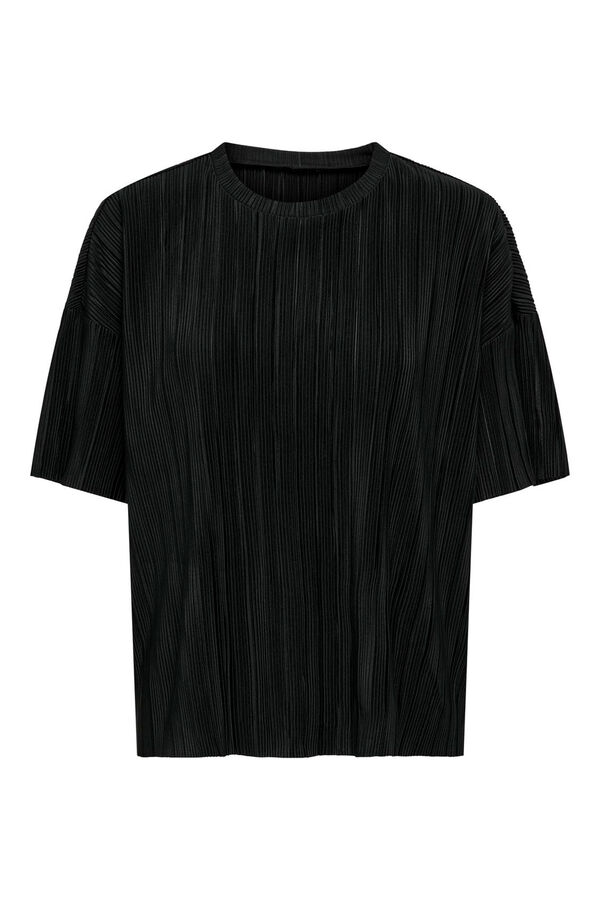 Only Top de manga corta plisado negro