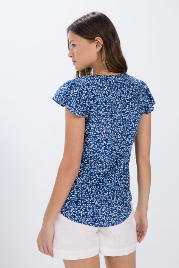 Springfield Blusa fluida estampada azul