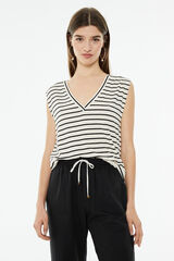 System Action Top de rayas sin mangas negro