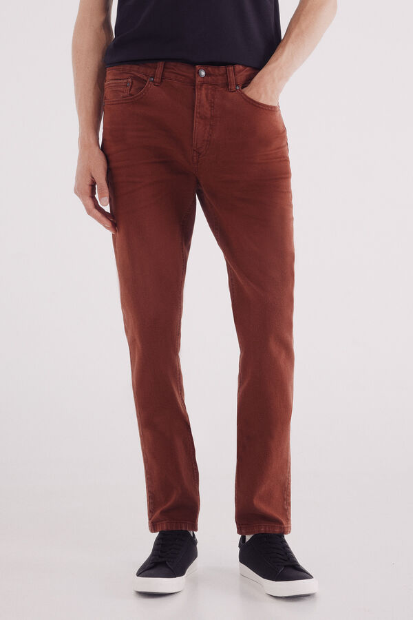 Springfield Pantal&oacute;n 5 bolsillos color slim fit naranja
