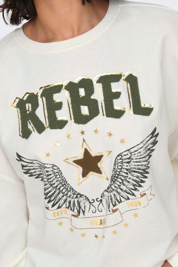 Only Sudadera con dibujo frontal blanco