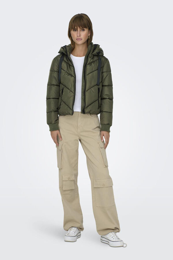 JDY Plum&iacute;fero corto acolchado verde