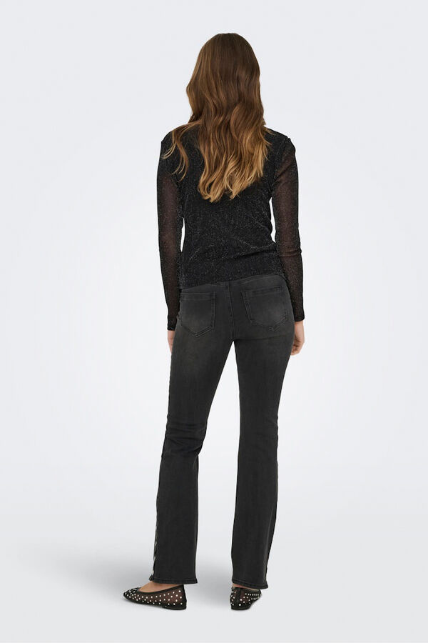 Only Top de glitter manga larga negro
