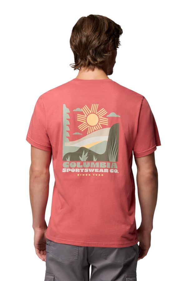 Columbia Camiseta con estampado de naturaleza en la espalda rojo