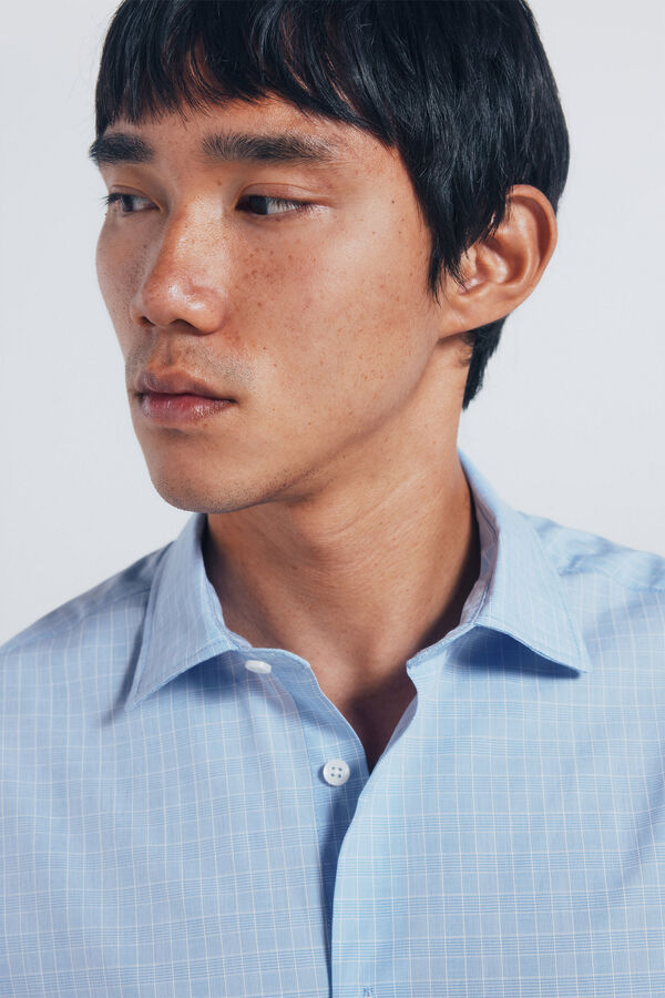 Springfield Camisa popelina xadrez azul