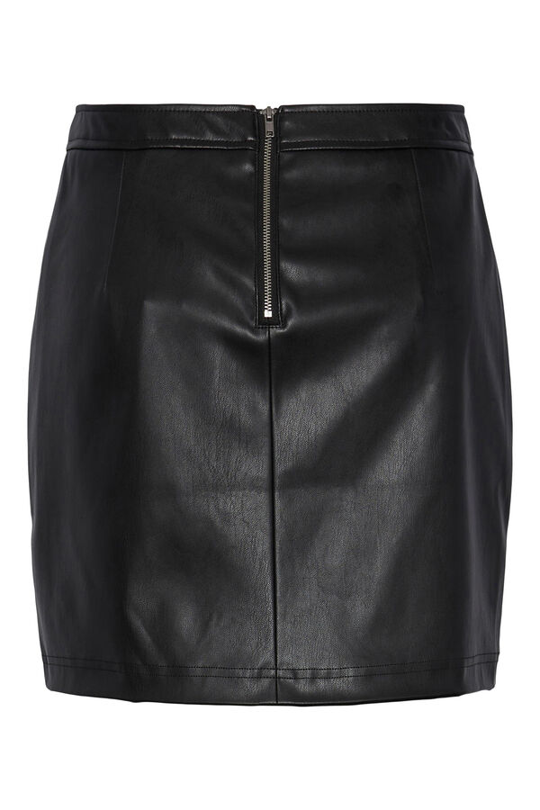 Pieces Falda corta efecto piel negro