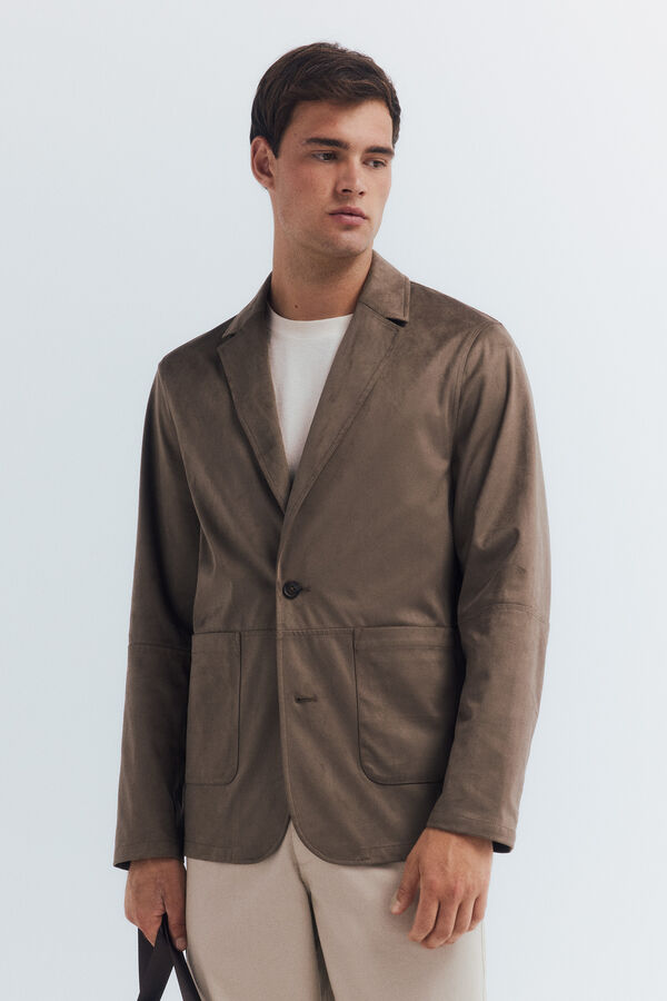 Springfield Blazer com efeito camurça cru