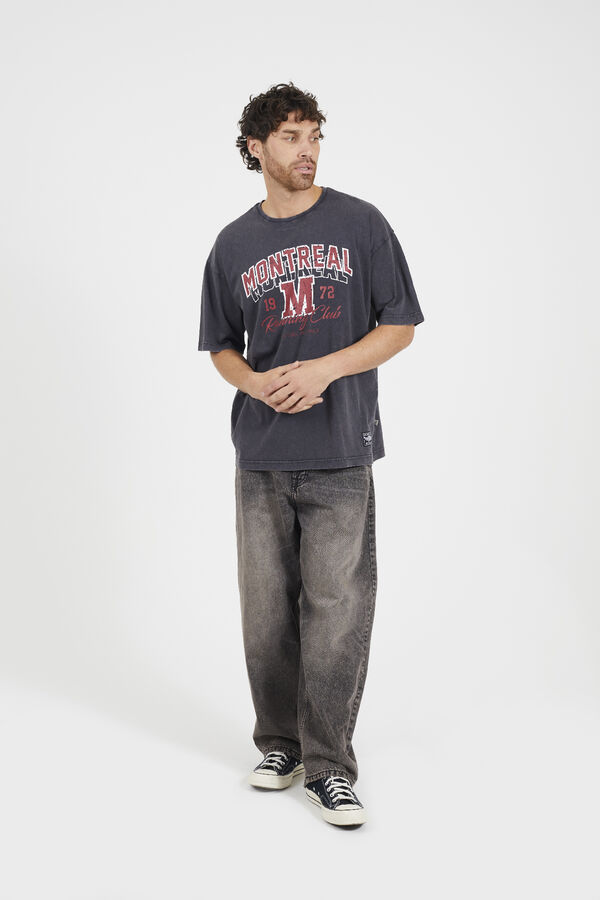 Brave Soul T-shirt de manga curta estampada cinzento