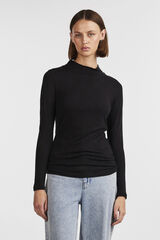 Pieces T-shirt b&aacute;sica em viscose cru