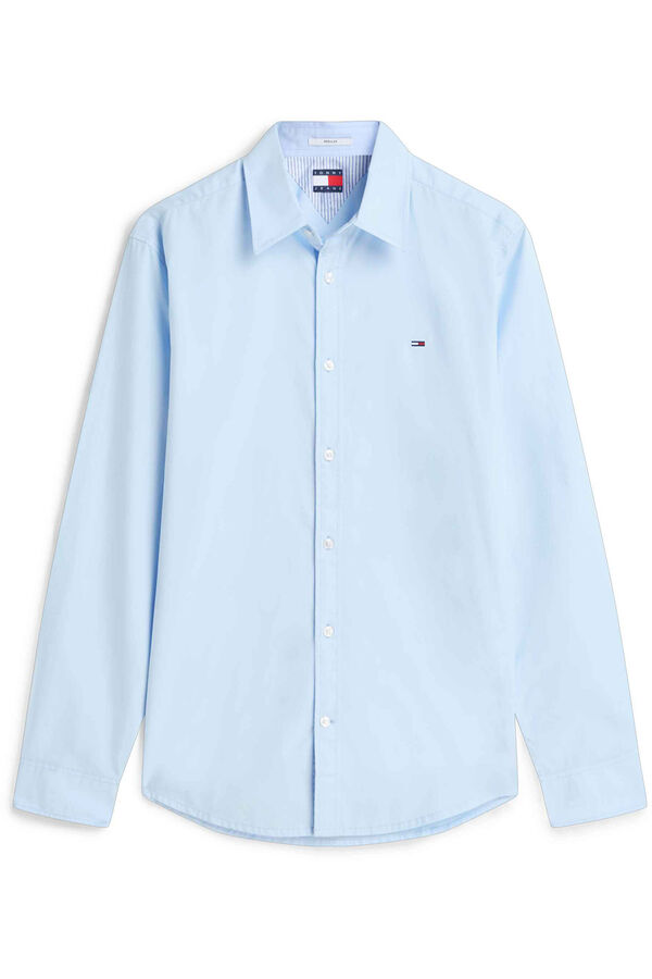 Tommy Jeans Camisa regular de popel&iacute;n azul