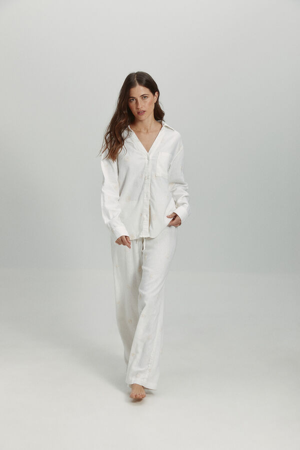 Only Calças de linho larga branco