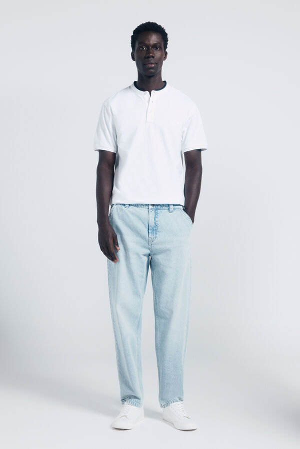 Springfield Polo piqu&eacute; cuello mao slim fit blanco