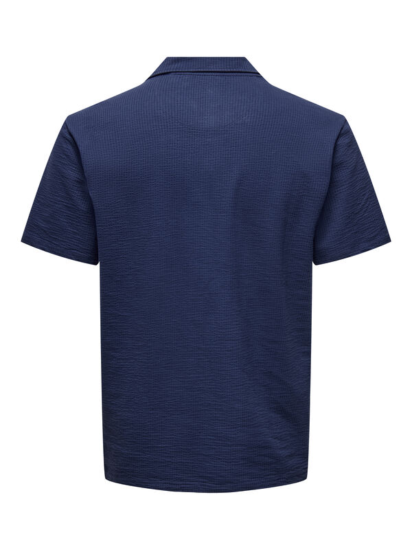Only & Sons Polo manga corta textura azul