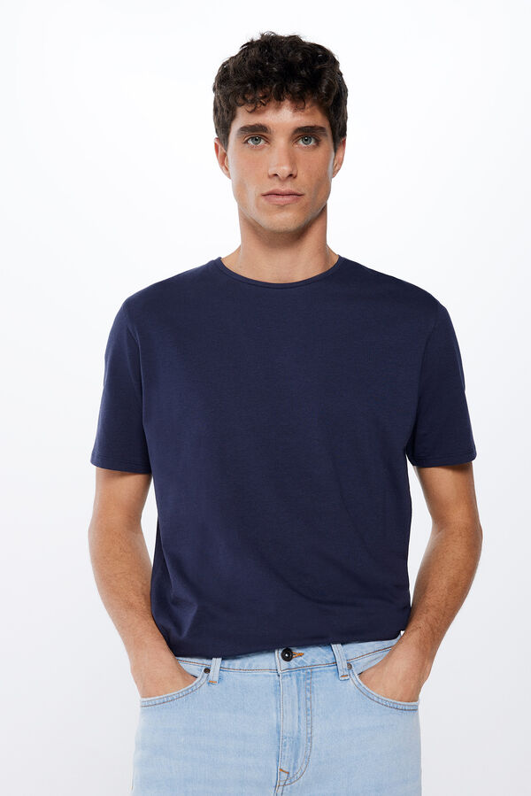Springfield Camiseta cuello redondo elastan azul