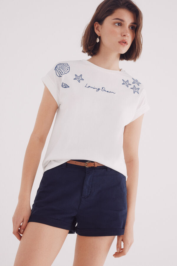 Springfield Shorts cal&ccedil;as chino com cinto azul