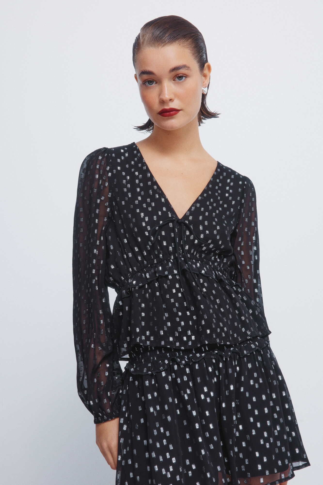 Springfield Blusa lurex goma cintura