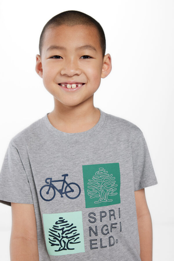 Springfield Kids T-shirt print mosaico menino cinzento