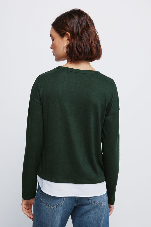 Springfield Camiseta combinada botones lateral verde