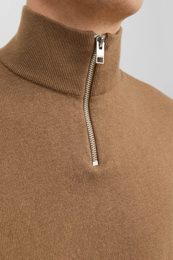 Jack & Jones Camisola gola alta fecho-&eacute;clair cru