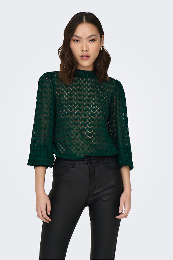 JDY Blusa de encaje turquesa