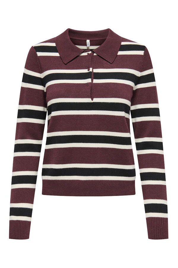 Only Polo de malha &agrave;s riscas estampado