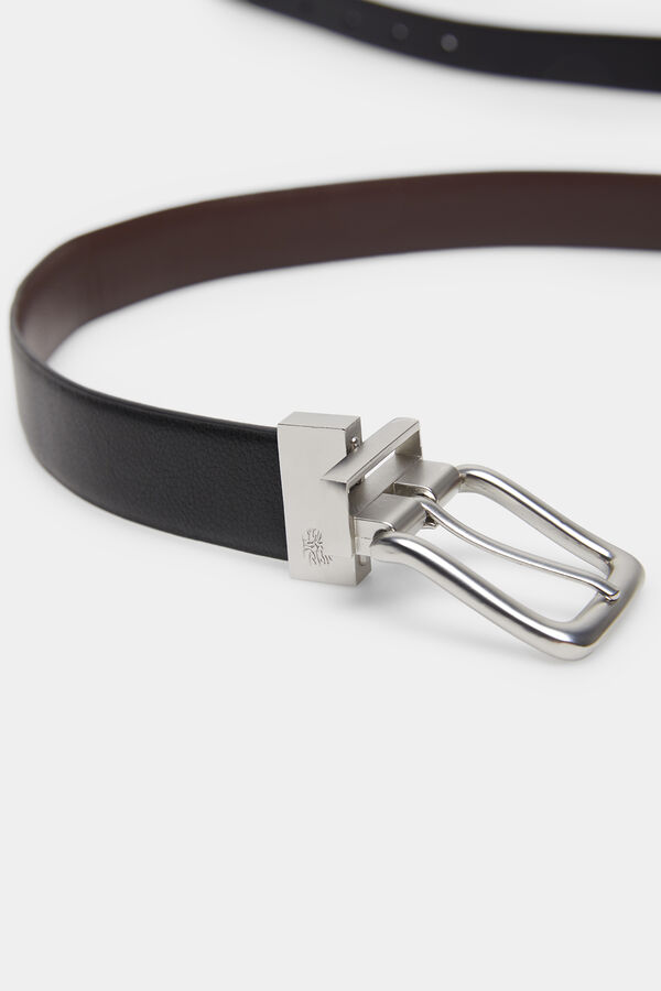 Springfield Cintur&oacute;n efecto piel reversible negro