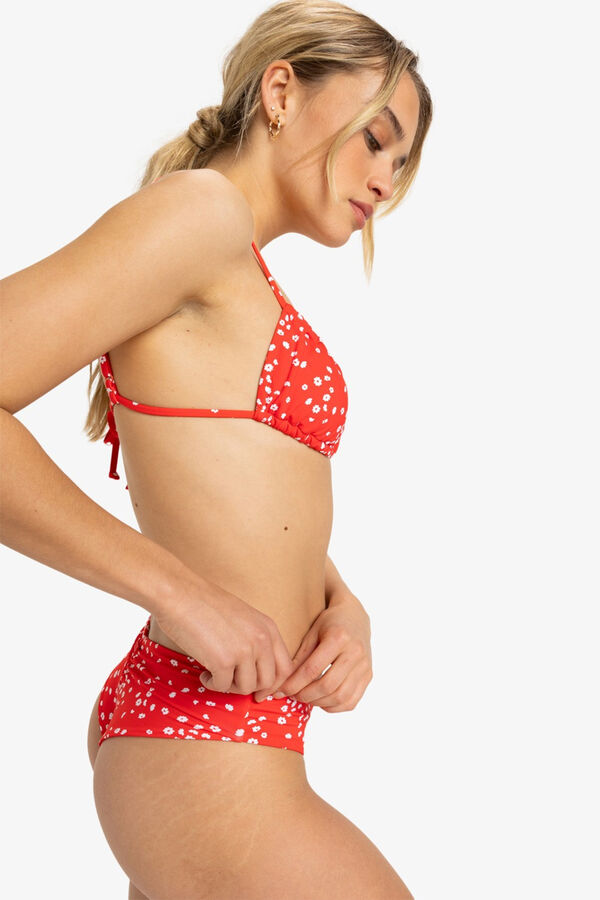 Roxy  Top de biquíni feminino de cobertura meia vermelho