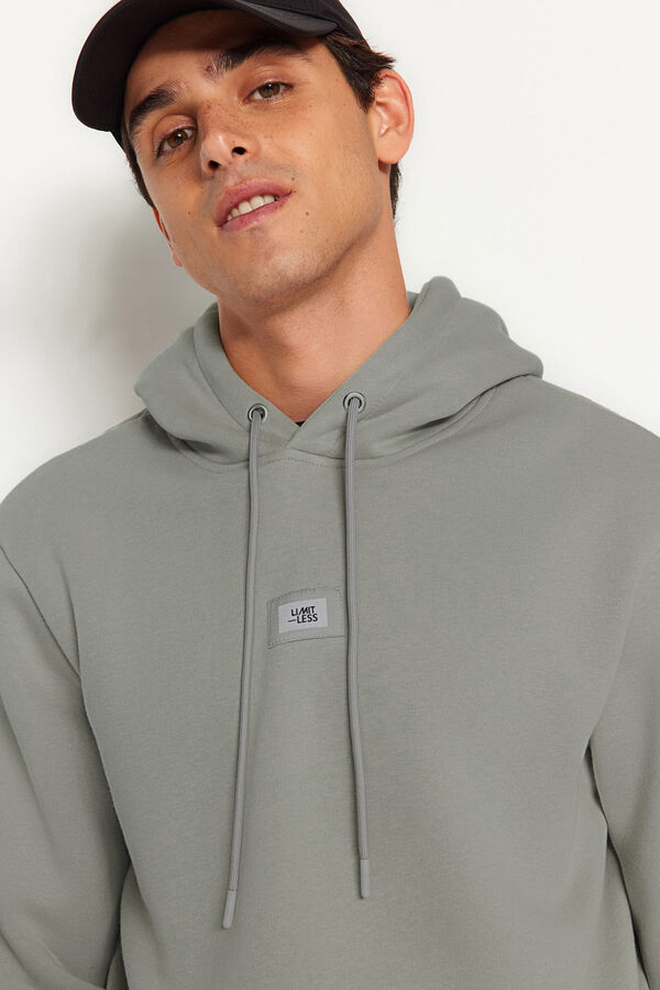 Trendyol Sudadera polar con capucha gris