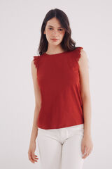 Springfield Camisa de crochet com babados vermelho