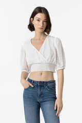 Tiffosi Blusa Cruzada Plumeti blanco