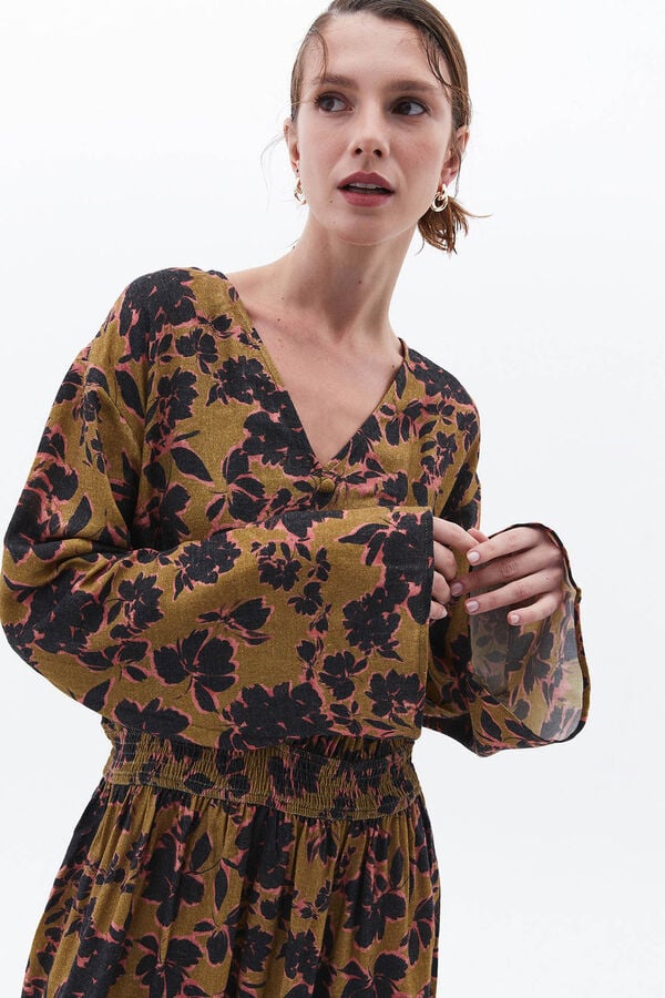 Oxxo Vestido largo estampado nude