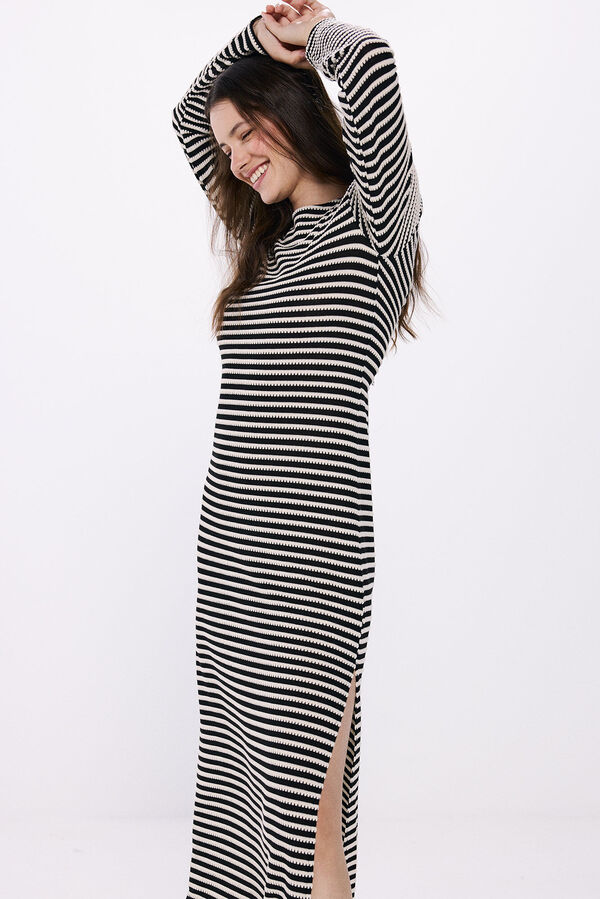 Springfield Vestido midi rayas canal&eacute; negro