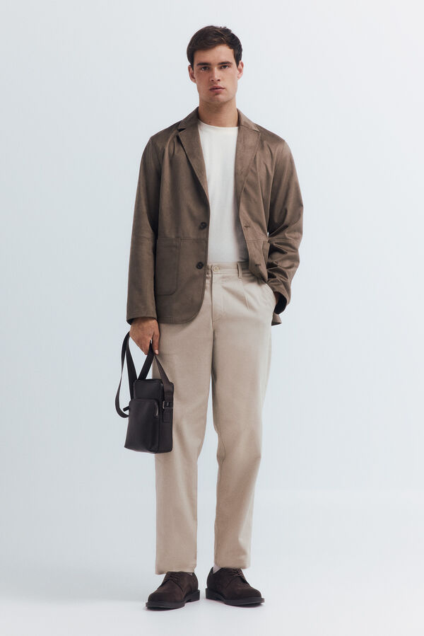 Springfield Blazer com efeito camurça cru