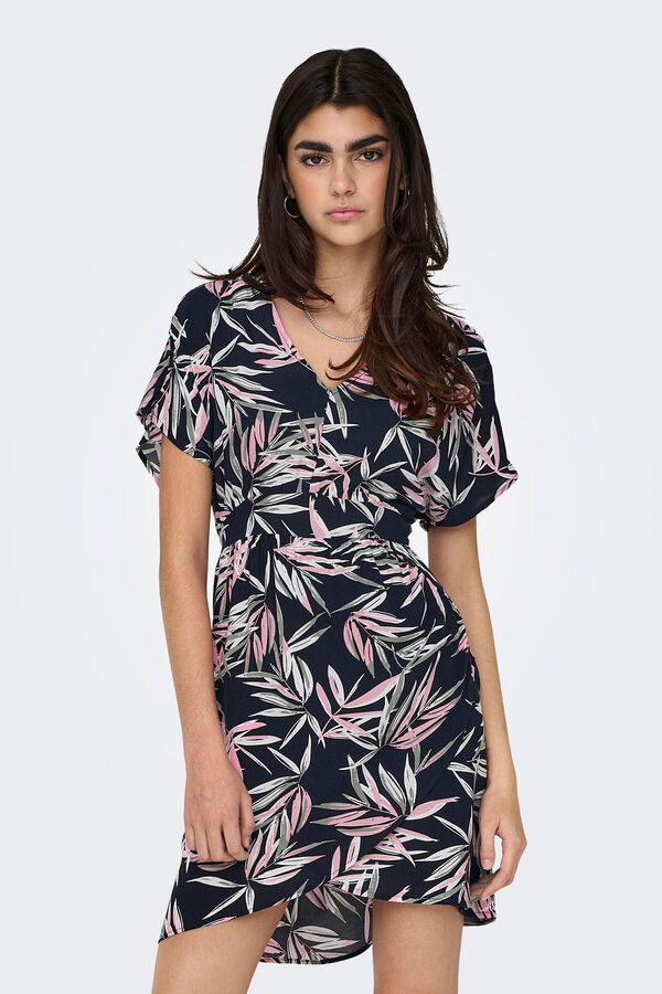 Only Vestido corto cuello pico gris