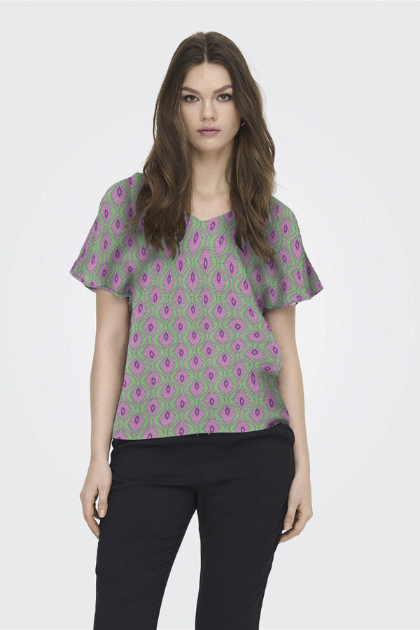 Only Blusa com decote em bico verde