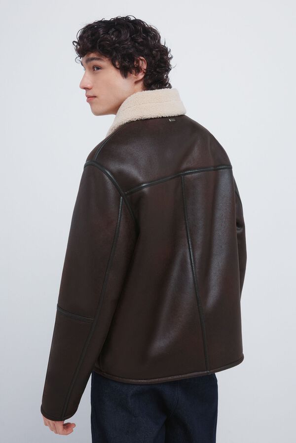 Springfield Blus&atilde;o aviador efeito camur&ccedil;a dupla face cru