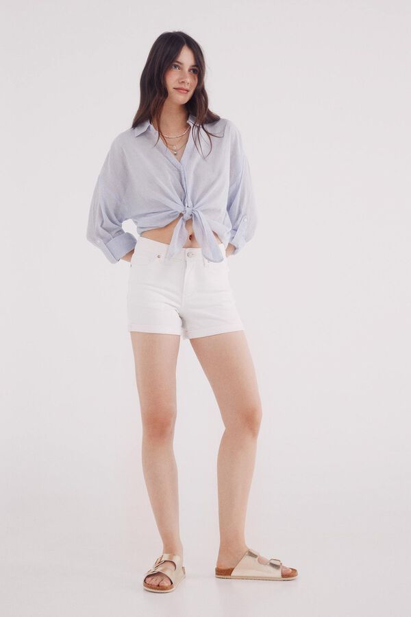 Springfield Blusa nudo bajo algod&oacute;n azul