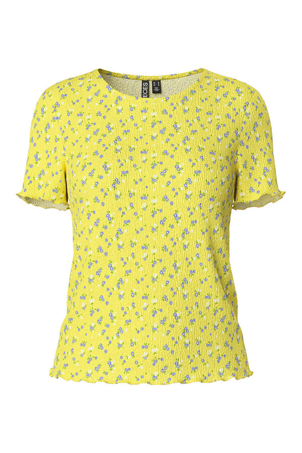 Pieces T-shirt de manga curta amarelo