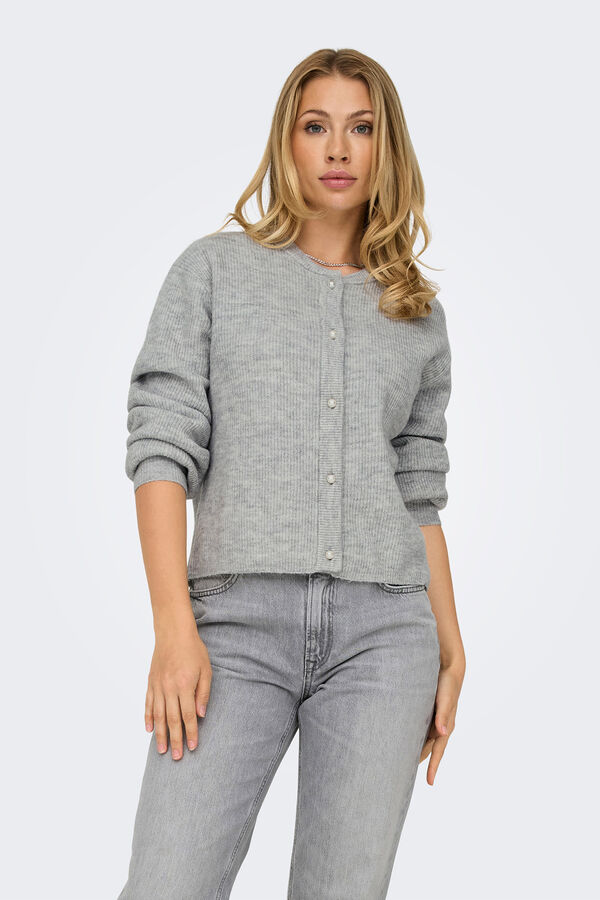 JDY Cardig&atilde; de manga comprida  cinzento