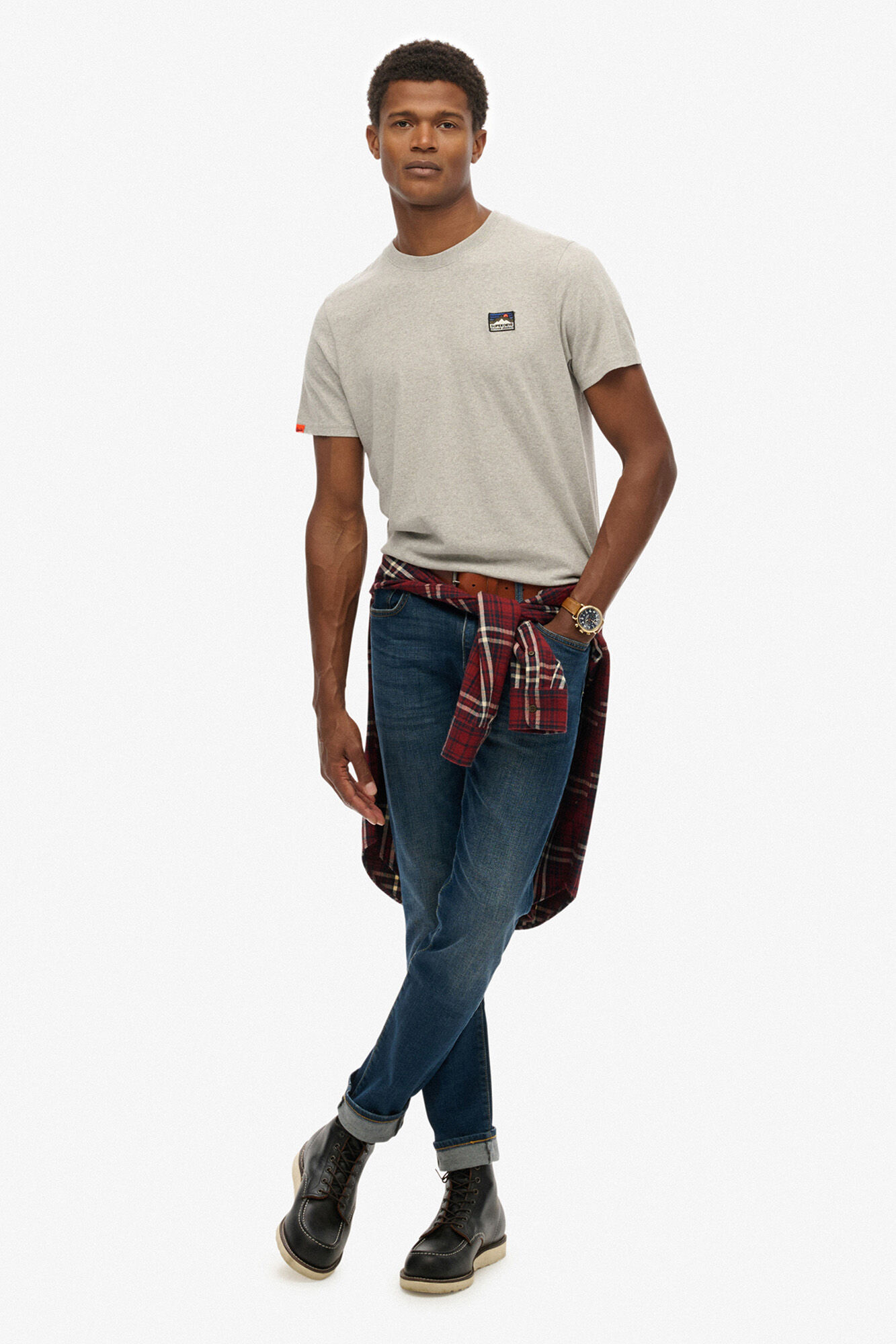 Superdry Camiseta de manga manga curta com gola redonda