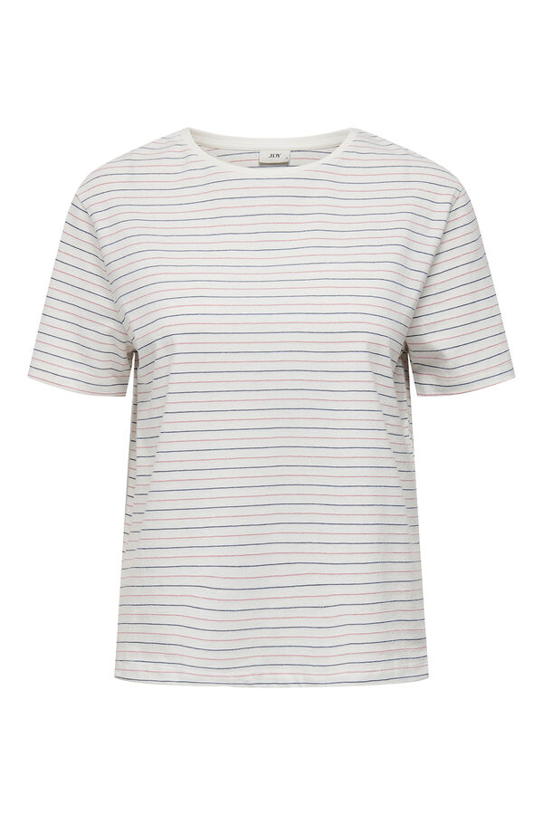 JDY Camiseta de manga corta y cuello redondo blanco