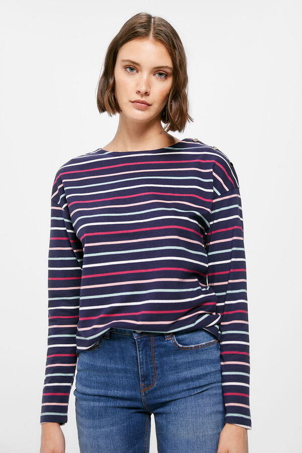 Springfield Camiseta Rayas Botones Hombro azul