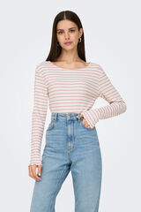 Only T-shirt curta de manga comprida com bordas onduladas branco