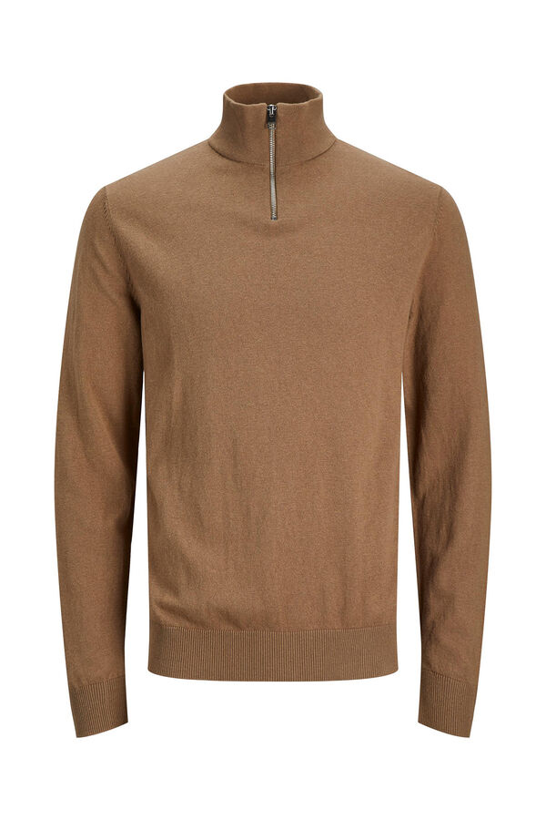 Jack & Jones Camisola gola alta fecho-&eacute;clair cru