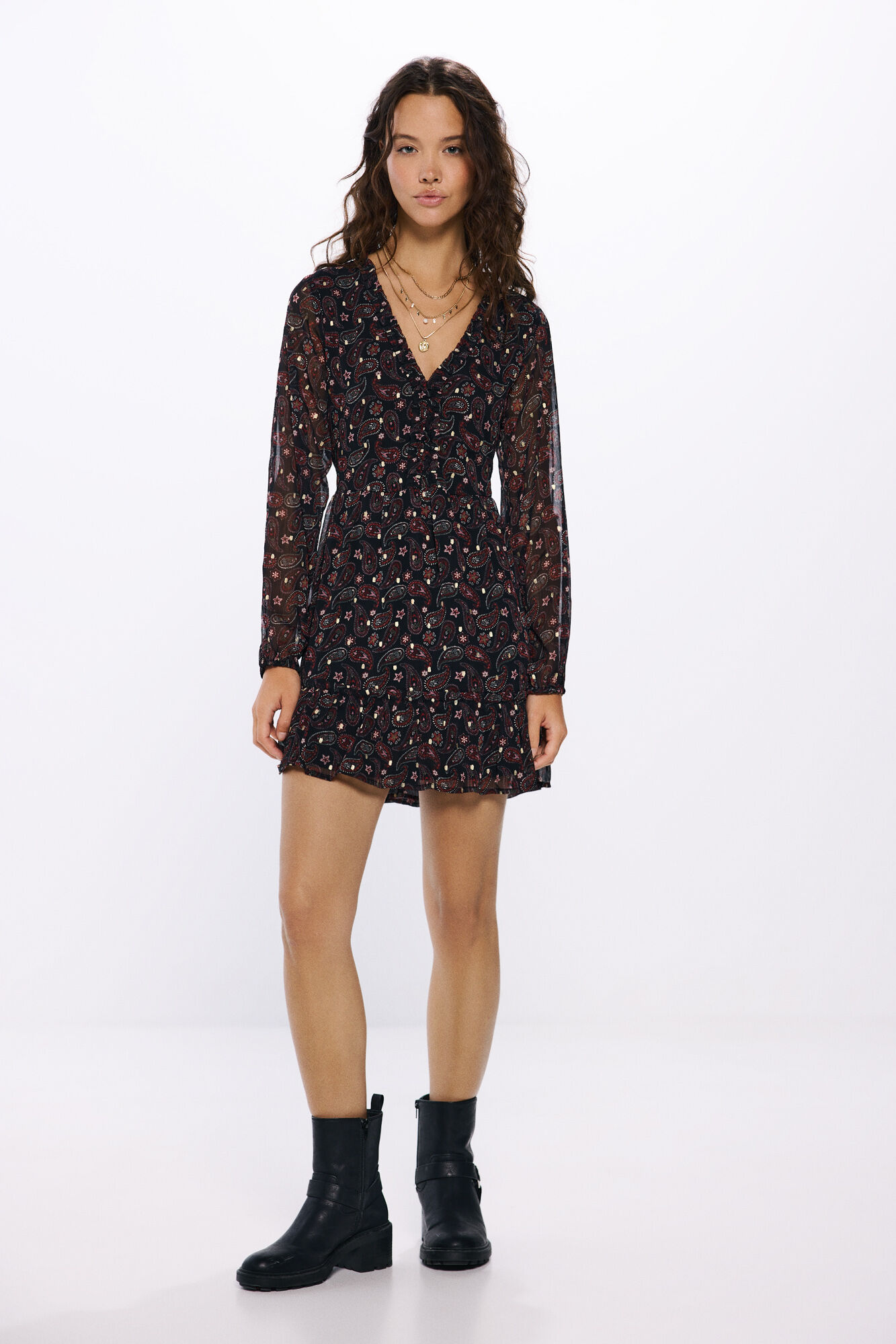 Springfield Vestido curto fluido estampado