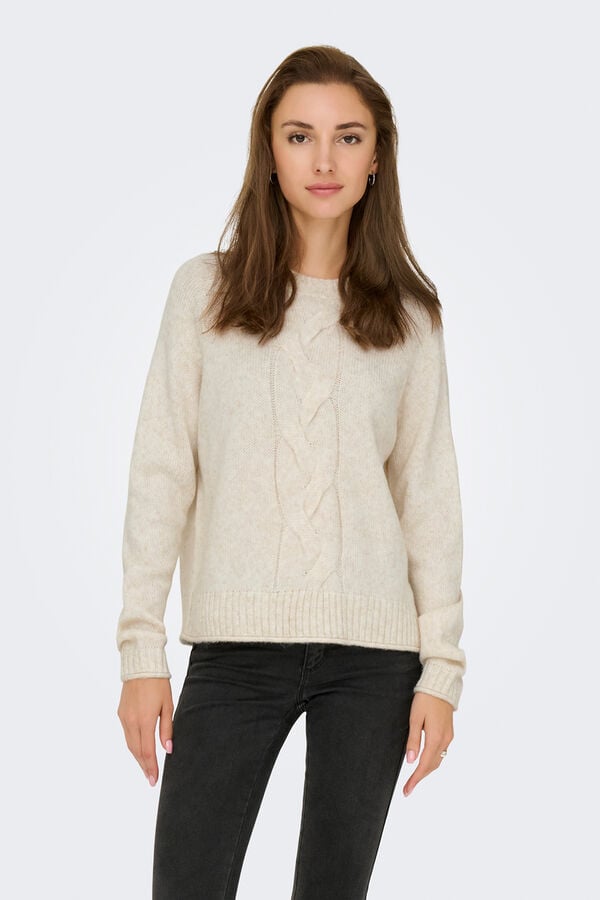 JDY Jersey cuello redondo blanco