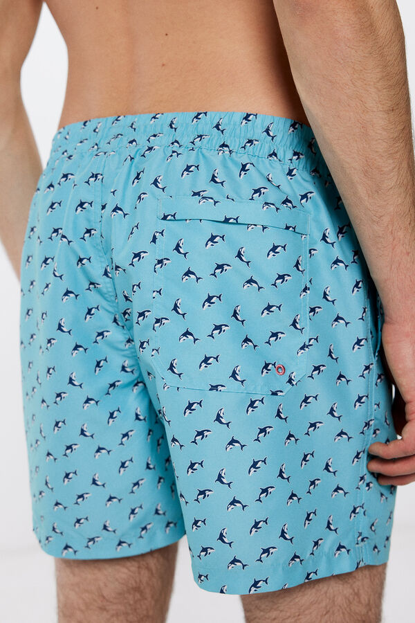 Springfield Ba&ntilde;ador estampado orcas turquesa