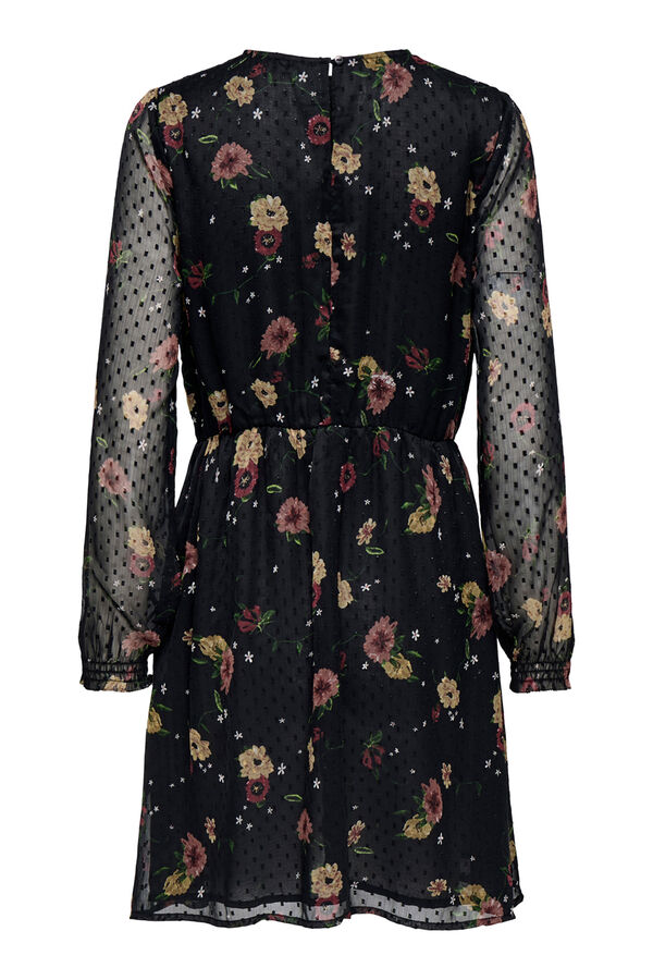 Only Vestido corto de gasa print floral negro